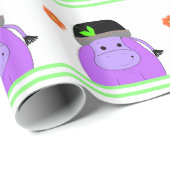 Lila Hippo-Geburtstagsdesign Geschenkpapier (Rolleneckpunkt)