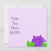 Lila Hippo-Geburtstagsempfang Einladung (Rückseite)