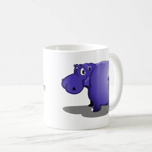 Lila Hippo-Kaffee-Tasse Kaffeetasse (VorderseiteRechts)