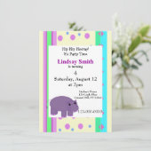 Lila Hippo-Party Einladung (Stehend Vorderseite)