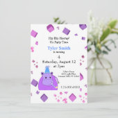 Lila Hippo-Party Einladung (Stehend Vorderseite)