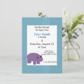 Lila Hippo-Party Einladung (Stehend Vorderseite)