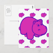 Lila Hippo Postkarte (Vorne/Hinten)