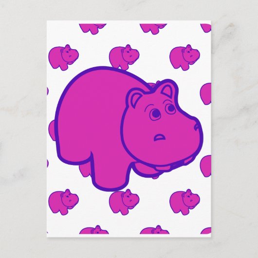 Lila Hippo Postkarte (Vorderseite)