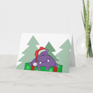 Lila Hippo Weihnachtskarte Feiertagskarte