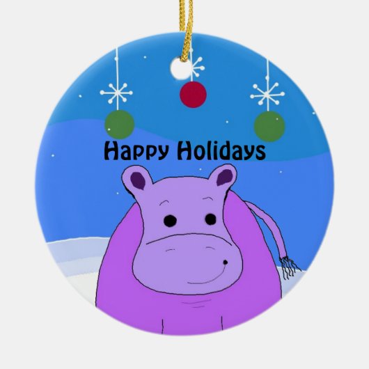 Lila Hippo Weihnachtsschmuck (Vorne)