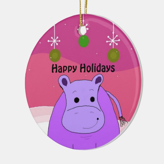 Lila Hippo Weihnachtsschmuck (Links)