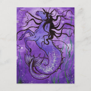 Lila Hippocamper Postkarte