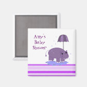 Lila Hippopotamus Kinderdusche Magnet (Vorderseite/Rückseite)