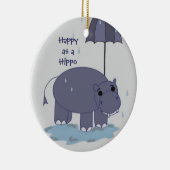 Lila Hippopotamus mit Regenschirm Keramik Ornament (Rechts)