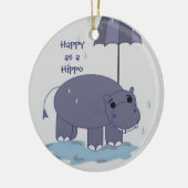 Lila Hippopotamus mit Regenschirm Keramik Ornament (Links)