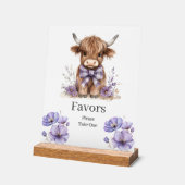 Lila Hochlandkuh-Geburtsfavorisierzeichen Acrylschild (Winkel)