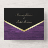 Lila Hochzeit All In One Einladung (Rückseite)