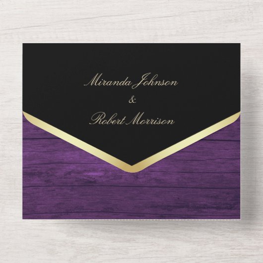 Lila Hochzeit All In One Einladung (Rückseite)