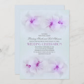 lila Hochzeit am Strand mit Hibiskus Einladung (Vorne/Hinten)