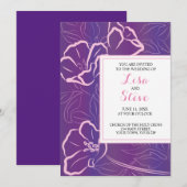 Lila Hochzeit am tropischen Strand Einladung (Vorne/Hinten)