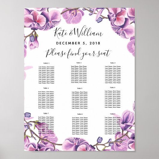 lila Hochzeit Blumenplan Party/Hochzeit Poster (Vorne)