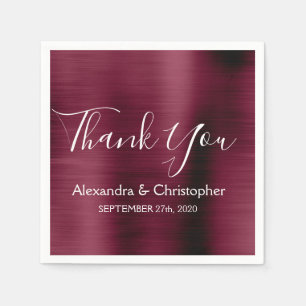 Lila Hochzeit Burgunders danken Ihnen Serviette