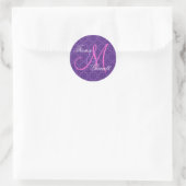 Lila Hochzeit Custom Monogram V07 Runder Aufkleber (Tasche)