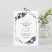 Lila Hochzeit der geometrischen botanischen Flora Einladung (Stehend Vorderseite)