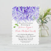 Lila Hochzeit der Wasserfarbe Chrysanthemum Einladung (Stehend Vorderseite)