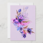 Lila Hochzeit der Wasserfarbenflora Einladung (Rückseite)