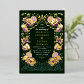 Lila Hochzeit des Grünen verzauberten Blumengarten Folieneinladung (Stehend vorne)