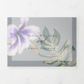 Lila Hochzeit des Hibiskus mit Wasserfarbe Dreifach Gefaltete Einladung (Cover)