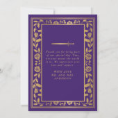 Lila Hochzeit des Königlichen Mittelalters Dankeskarte (Rückseite)
