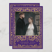 Lila Hochzeit des Königlichen Mittelalters Dankeskarte (Vorne/Hinten)