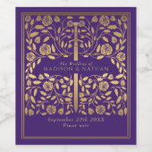 Lila Hochzeit des Königlichen Mittelalters Weinetikett (Einzelnes Label)