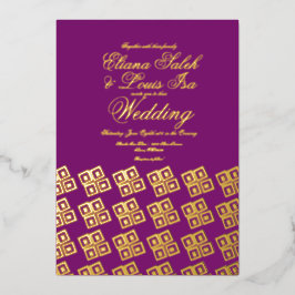 Lila Hochzeit des modernen Afrikanischen Ankara Folieneinladung