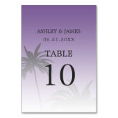 Lila Hochzeit des tropischen Palmenhains Tischnummer (Vorderseite)