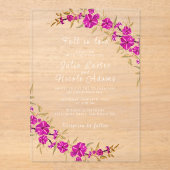 Lila Hochzeit des Wilden Trumpeten Weingarten Acryleinladungen (Vorderseite)