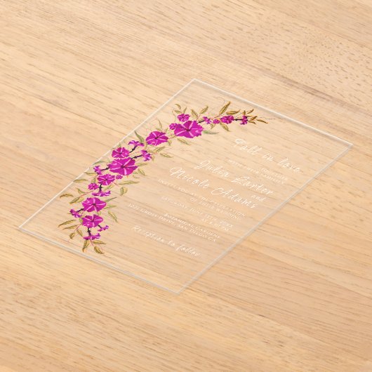 Lila Hochzeit des Wilden Trumpeten Weingarten Acryleinladungen (Ablage )