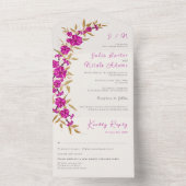 Lila Hochzeit des Wilden Trumpeten Weingarten All In One Einladung (Innen Boden)