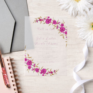 Lila Hochzeit des Wilden Trumpeten Weingarten Pergament Einladungen