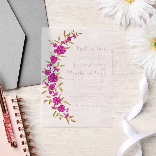 Lila Hochzeit des Wilden Trumpeten Weingarten Pergament Einladungen (Hochzeit)