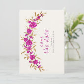 Lila Hochzeit des Wilden Trumpeten Weingarten Save The Date (Stehend Vorderseite)