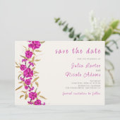 Lila Hochzeit des Wilden Trumpeten Weingarten Save The Date (Stehend Vorderseite)