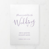 Lila Hochzeit Dreifach-gefaltete Programmkarte (Cover)