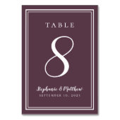 Lila Hochzeit Einfach Modernes Minimalistisches El Tischnummer (Vorderseite)