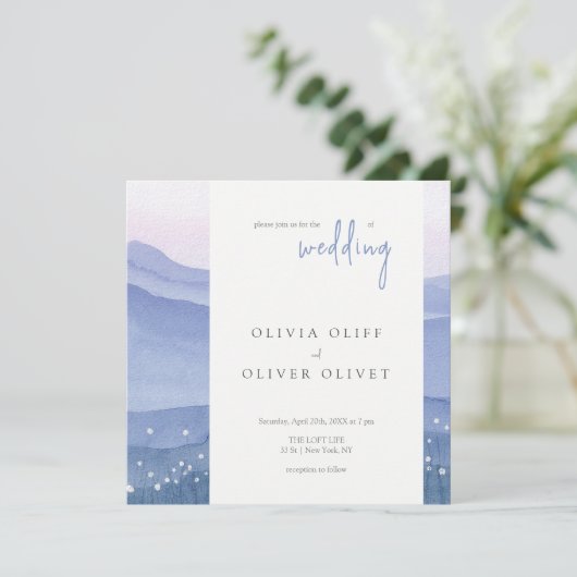 Lila Hochzeit Einladung (Stehend Vorderseite)