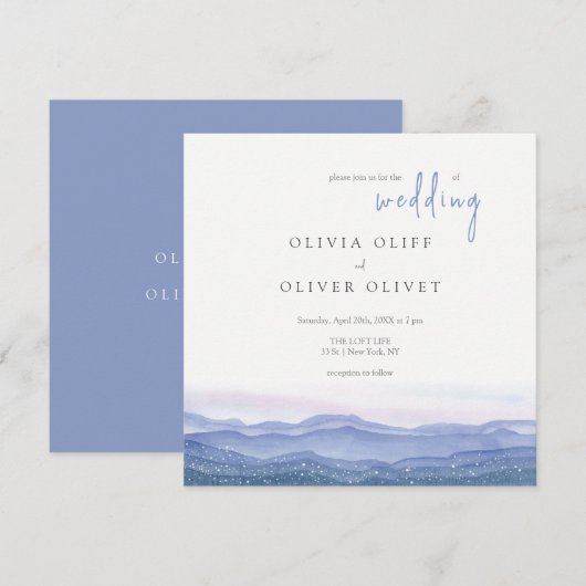 Lila Hochzeit Einladung (Vorne/Hinten)