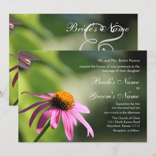 Lila Hochzeit Einladung (Vorne/Hinten)