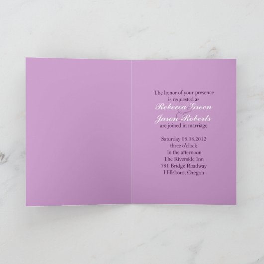 lila Hochzeit Einladung (Innenseite)