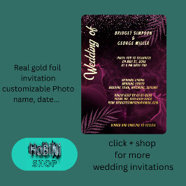 lila Hochzeit Folieneinladung