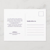 Lila Hochzeit Foto Vielen Dank Postkarte (Rückseite)