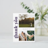 Lila Hochzeit Foto Vielen Dank Postkarte (Stehend Vorderseite)