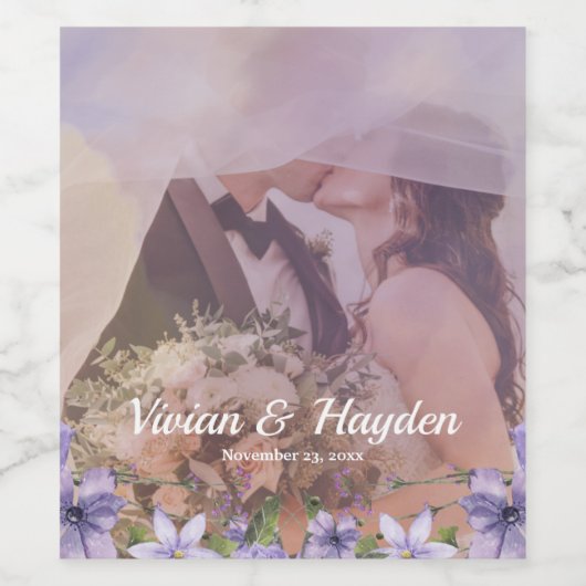 Lila Hochzeit im Blumengarten Weinetikett (Einzelnes Label)